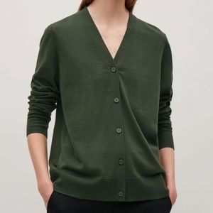 Cos light wool green cardigan sz M